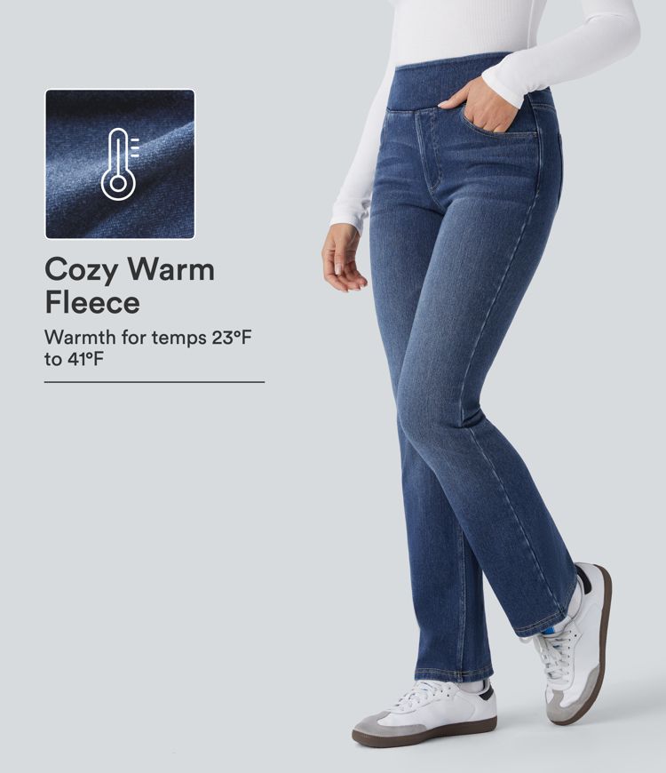 Halara Flex™ Denim Heat - Gewaschene Bootcut-Jeans aus Denim mit hohem Bund und Seitentaschen