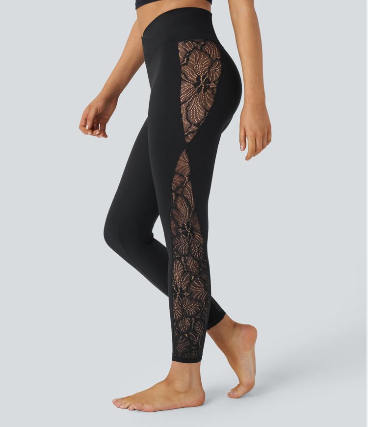 Women's SoftlyZero™ High Waisted Crossover Contrast Lace Pocket