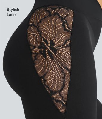 SoftlyZero™ High Waisted Crossover Contrast Lace Pocket Yoga Leggings-UPF50+