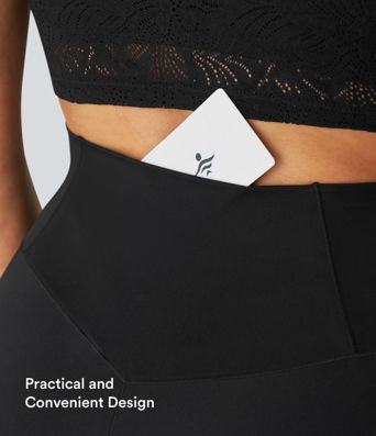 SoftlyZero™ High Waisted Crossover Contrast Lace Pocket Yoga Leggings-UPF50+