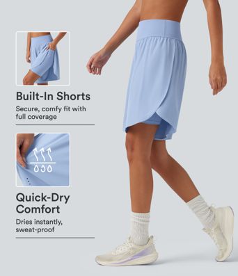 Short de course 2 en 1 SoftlyZero™ QuickDry taille haute, effet ventre plat, pois réfléchissants, ourlet croisé, 23 cm, avec poches Short de course 2 en 1 SoftlyZero™ QuickDry taille haute, effet ventre plat, pois réfléchissants, ourlet croisé, 23 cm, avec poches