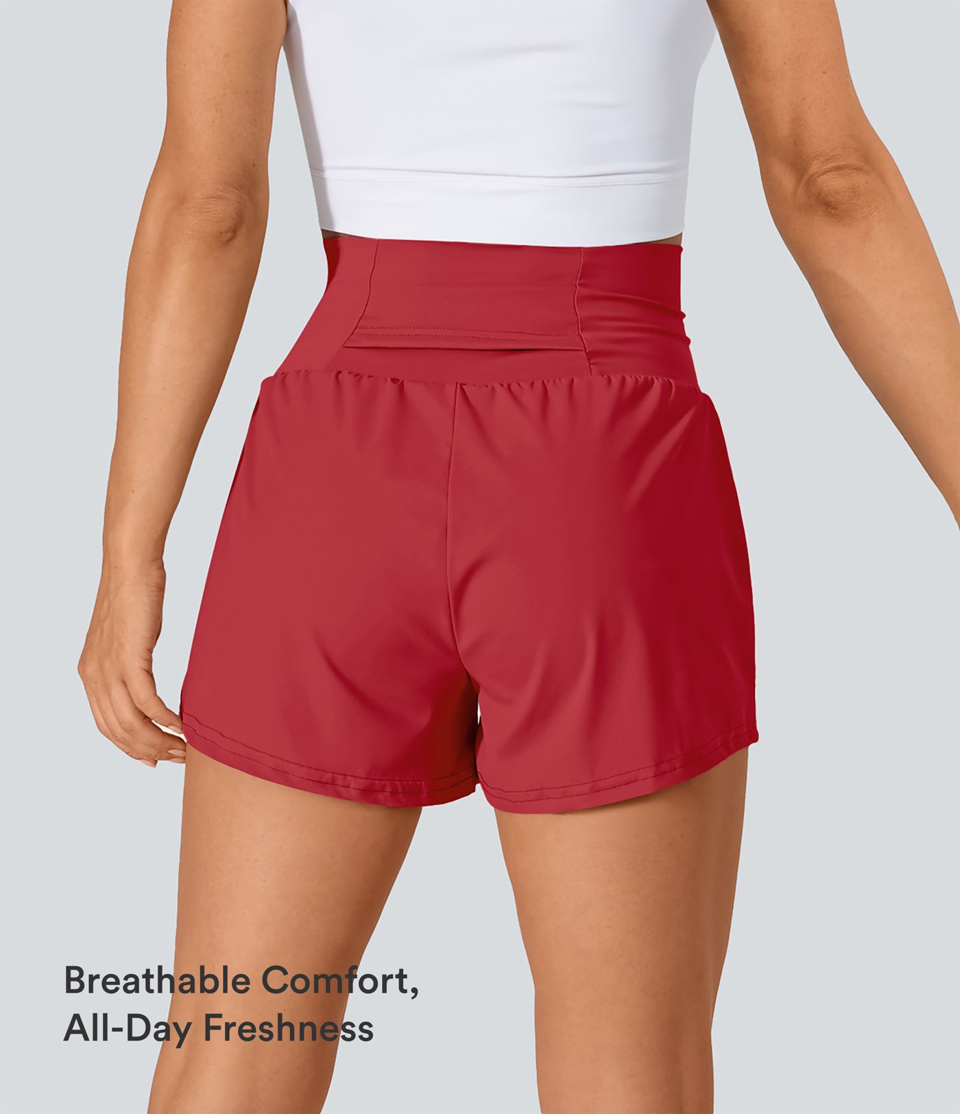 Pantalones cortos 2 en 1 de tiro alto con bolsillo interior y trasero Pantalones cortos 2 en 1 de tiro alto con bolsillo interior y trasero