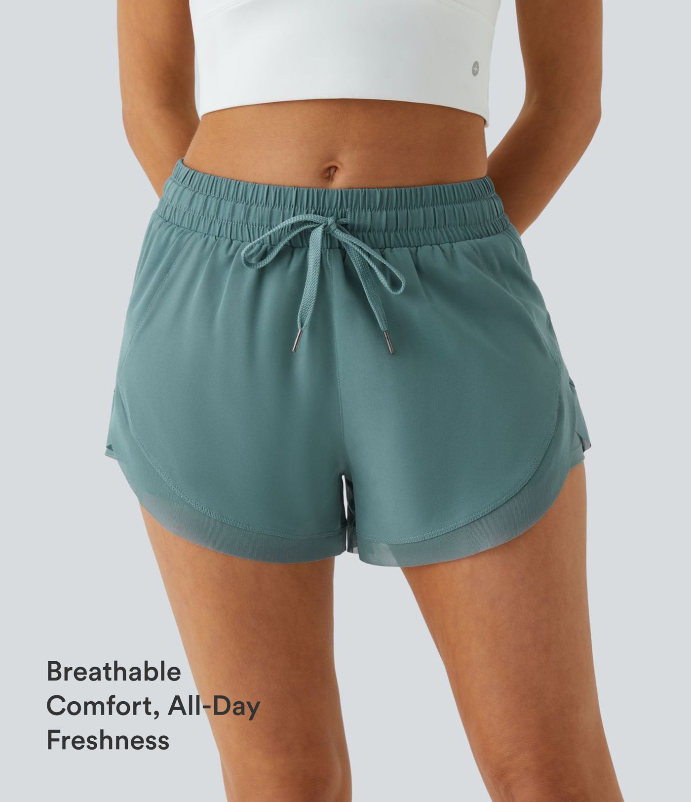 Flowy 2-in-1-Shorts mit Kordelzug und konstrastierendem Mesh