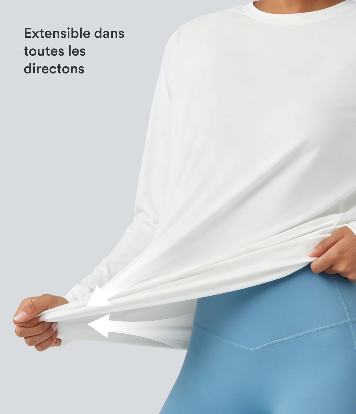 Haut de sport yoga col rond manches longues froncé - UPF50+ Haut de sport yoga col rond manches longues froncé - UPF50+