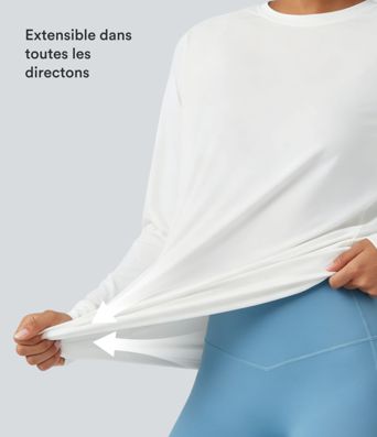 Haut de sport yoga col rond manches longues froncé - UPF50+ Haut de sport yoga col rond manches longues froncé - UPF50+