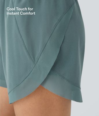 Shorts de running 2 en 1, talle medio con cordón, mesh en contraste, estilo fluido, 5'' Shorts de running 2 en 1, talle medio con cordón, mesh en contraste, estilo fluido, 5''