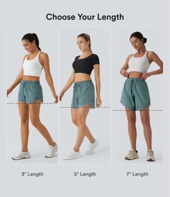 Shorts de running 2 en 1, talle medio con cordón, mesh en contraste, estilo fluido, 5'' Shorts de running 2 en 1, talle medio con cordón, mesh en contraste, estilo fluido, 5''