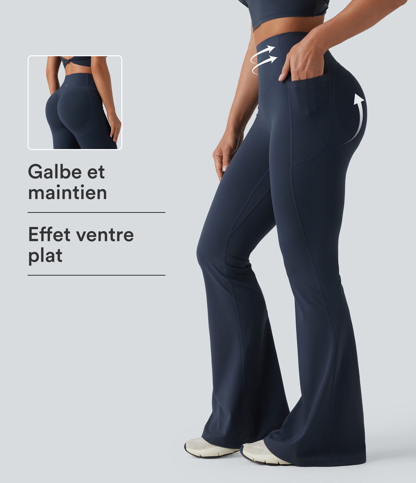 Halara UltraSculpt™ Legging yoga évasé gainant push-up taille haute à fronces avec poches Halara UltraSculpt™ Legging yoga évasé gainant push-up taille haute à fronces avec poches