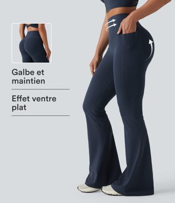 Halara UltraSculpt™ Legging yoga évasé gainant push-up taille haute à fronces avec poches Halara UltraSculpt™ Legging yoga évasé gainant push-up taille haute à fronces avec poches