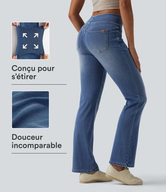 Jean Halara Flex™ Curvy taille haute bootcut délavé décontracté avec poches Jean Halara Flex™ Curvy taille haute bootcut délavé décontracté avec poches