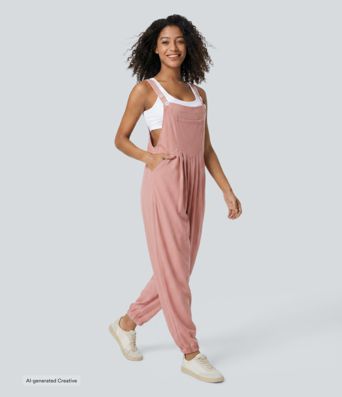 Pockets Waffle Casual Jogger Overalls Pockets Waffle Casual Jogger Overalls
