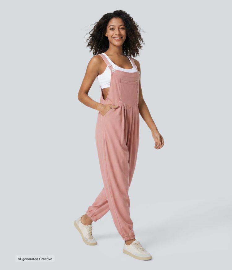 Pockets Waffle Casual Jogger Overalls Pockets Waffle Casual Jogger Overalls