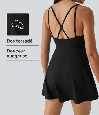 Softlyzero™ Plush Robe Sport Danse Dos Nu Croisé 2 Pièces avec Poche - UPF50+