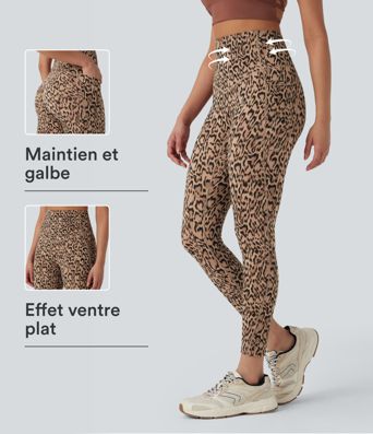 Legging de yoga gainant taille haute imprimé léopard avec poches Halara UltraSculpt™