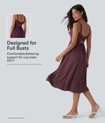 Robe Décontractée Mi-Longue SoftlyZero™ Rembourrée Aérienne à Toucher Frais avec Poches pour Bonnets D-F