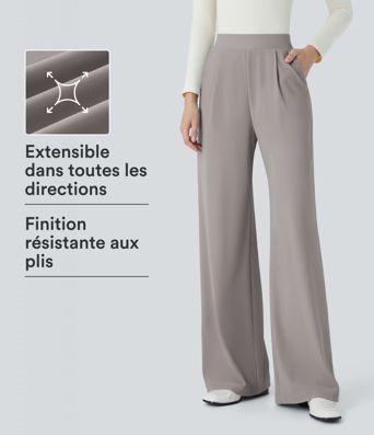 Halara Flex™ Pantalon Tailleur Évasé à Taille Haute Sculptant la Silhouette avec Poches Latérales Micro Waffle Halara Flex™ Pantalon Tailleur Évasé à Taille Haute Sculptant la Silhouette avec Poches Latérales Micro Waffle