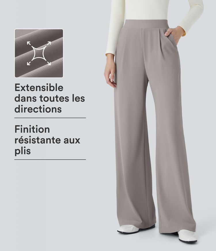 Halara Flex™ Pantalon Tailleur Évasé à Taille Haute Sculptant la Silhouette avec Poches Latérales Micro Waffle Halara Flex™ Pantalon Tailleur Évasé à Taille Haute Sculptant la Silhouette avec Poches Latérales Micro Waffle