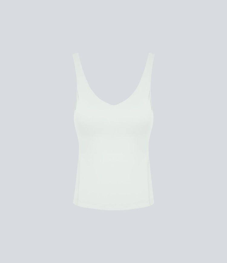 Softlyzero™ Plush Top Débardeur Uni Col en V Soutien-Gorge Intégré Softlyzero™ Plush Top Débardeur Uni Col en V Soutien-Gorge Intégré