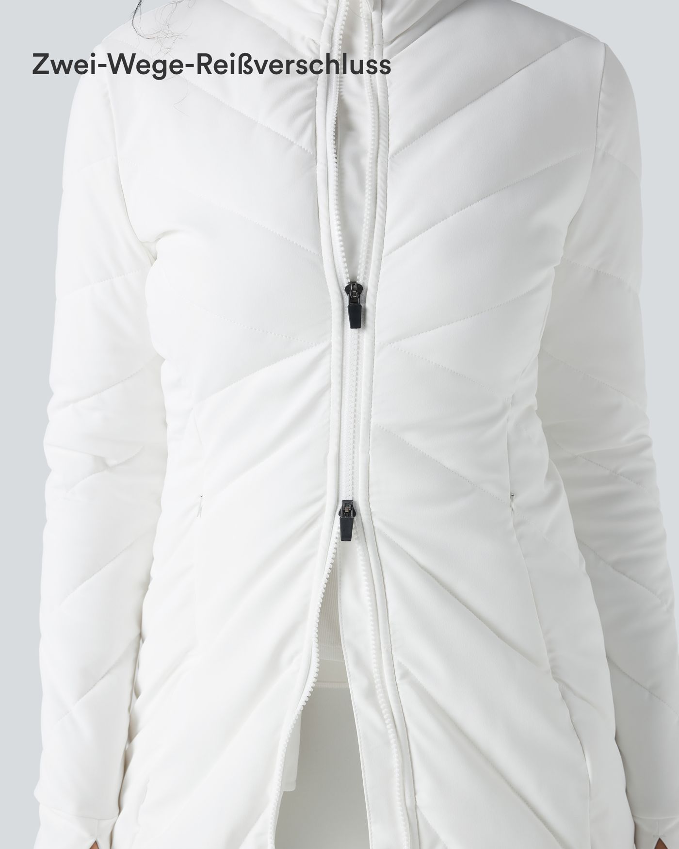 PuffFlex Stand Collar Double Zipper Thumb Holes Casual Padded Jacket with Pockets