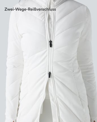 PuffFlex Stand Collar Double Zipper Thumb Holes Casual Padded Jacket with Pockets