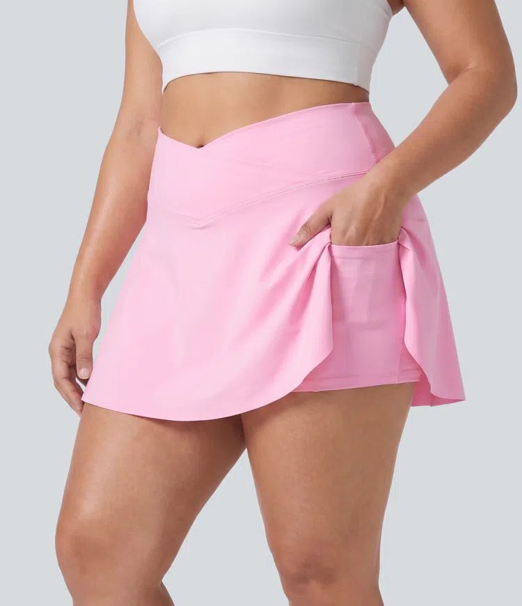 Everyday SoftlyZero™ Airy Crossover Pocket 2-in-1 InstantCool Tennis Plus Size Skirt-Lucid