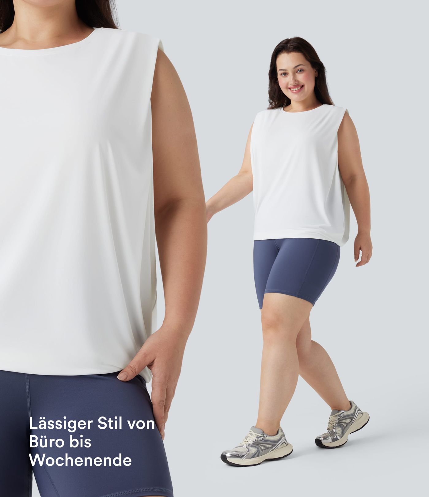 Yoga-Tanktop mit Rundhausausschnitt und Cool-Touch - Plus-Size, UPF50+ Yoga-Tanktop mit Rundhausausschnitt und Cool-Touch - Plus-Size, UPF50+