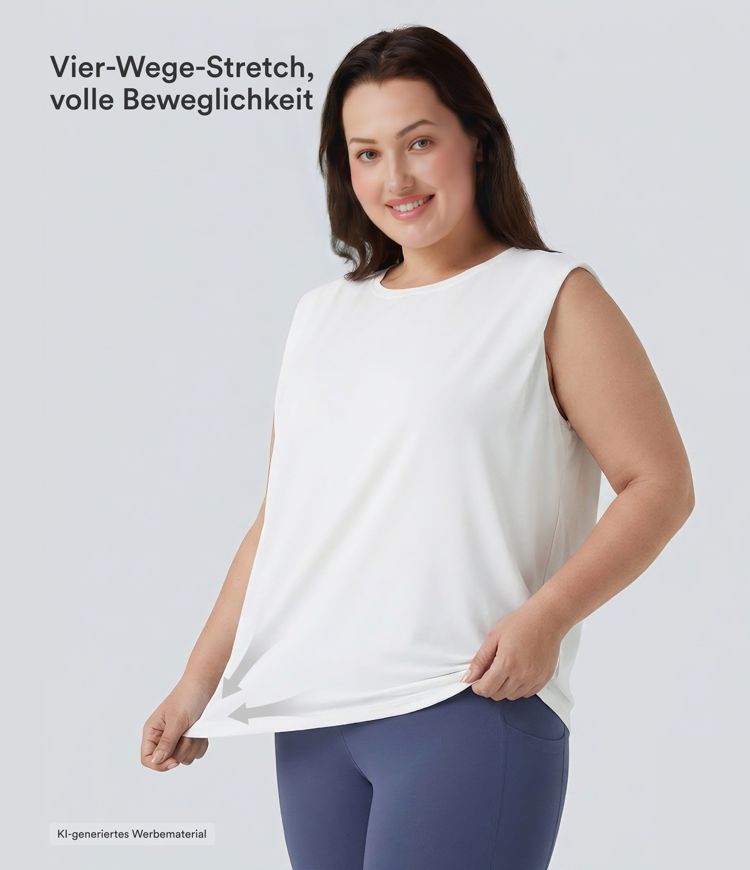 Yoga-Tanktop mit Rundhausausschnitt und Cool-Touch - Plus-Size, UPF50+