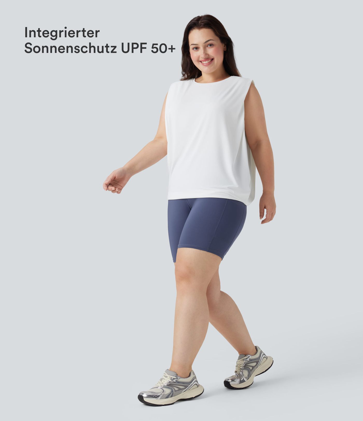 Yoga-Tanktop mit Rundhausausschnitt und Cool-Touch - Plus-Size, UPF50+ Yoga-Tanktop mit Rundhausausschnitt und Cool-Touch - Plus-Size, UPF50+
