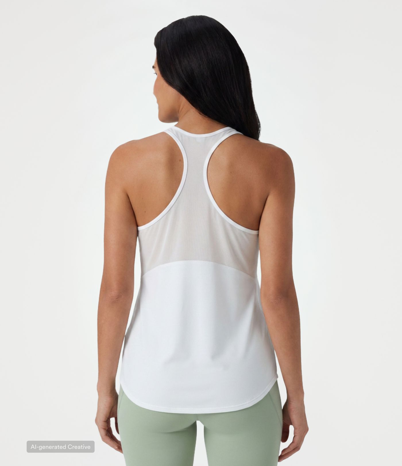 Racerback Breathable Mesh Curved Hem Quick Dry Yoga Tank Top