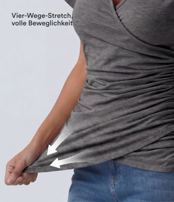Lässiges, gerafftes Top mit V-Ausschnitt und kurzen Ärmeln
