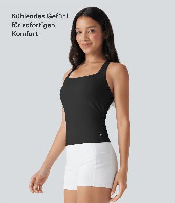 SoftlyZero™ Débardeur de course à col carré aérien et toucher frais - Longueur plus longue - Protection UV UPF50+