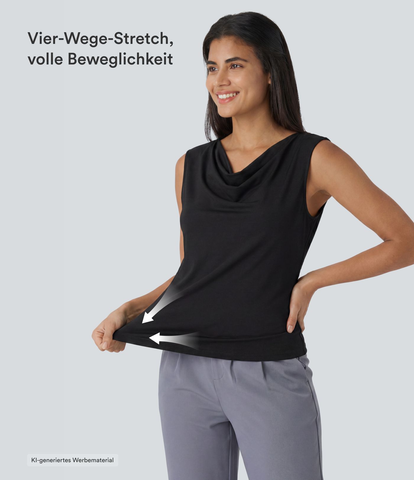 Ärmelloses Blusenshirt mit Wasserfallausschnitt