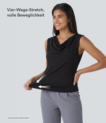 Ärmelloses Blusenshirt mit Wasserfallausschnitt
