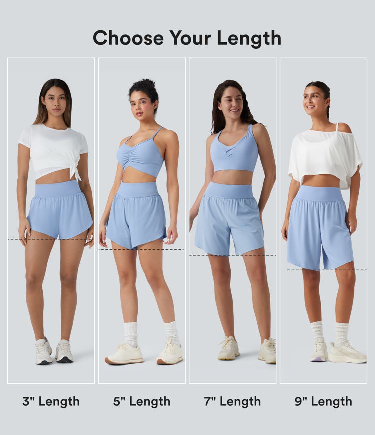 SoftlyZero™ QuickDry High Waisted Tummy Control Reflective Dots Crossover Hem 2-in-1 Running Shorts 3'' with Pockets SoftlyZero™ QuickDry High Waisted Tummy Control Reflective Dots Crossover Hem 2-in-1 Running Shorts 3'' with Pockets