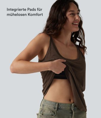 Lässiges Tanktop mit U-Ausschnitt und integriertem BH - loose fit