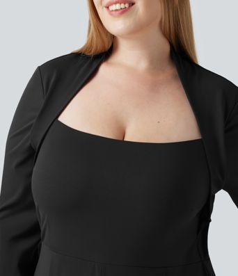 Plus Size Built-in Bra Long Sleeve Wide Leg Jumpsuit