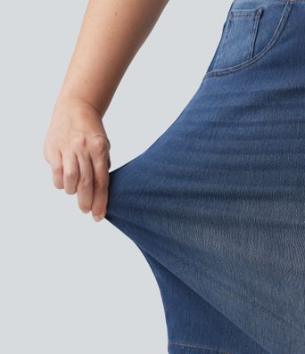 Bermuda 23 cm en jean  grande taille Halara Flex™ taille haute avec poches