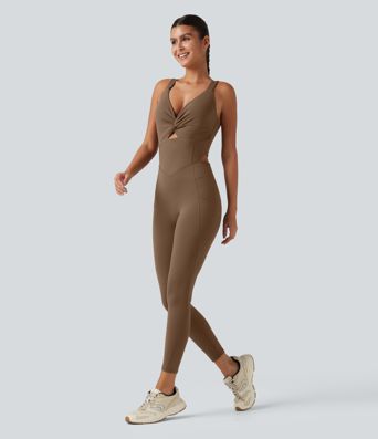 DayStretch V Neck Built-in Bra Workout Jumpsuit with Pockets-Easy Peezy Edition DayStretch V Neck Built-in Bra Workout Jumpsuit with Pockets-Easy Peezy Edition