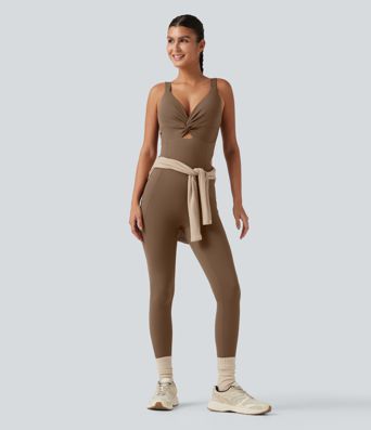 DayStretch V Neck Built-in Bra Workout Jumpsuit with Pockets-Easy Peezy Edition DayStretch V Neck Built-in Bra Workout Jumpsuit with Pockets-Easy Peezy Edition