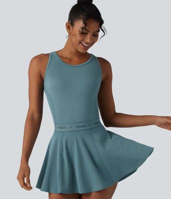 Backless Sleeveless Pockets Breathable Mesh Yoga Romper with Detachable Skirt-Easy Peezy