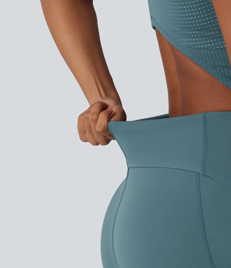 Backless Sleeveless Pockets Breathable Mesh Yoga Romper with Detachable Skirt-Easy Peezy