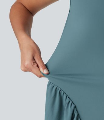 Ärmelloses Maxikleid mit U-Ausschnitt – lässig, fließend, mit Taschen