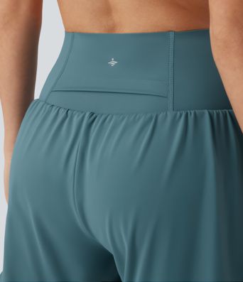Super High Waisted Tummy Control Contrast Mesh 2-in-1 Yoga Shorts 5'' with Pockets Super High Waisted Tummy Control Contrast Mesh 2-in-1 Yoga Shorts 5'' with Pockets