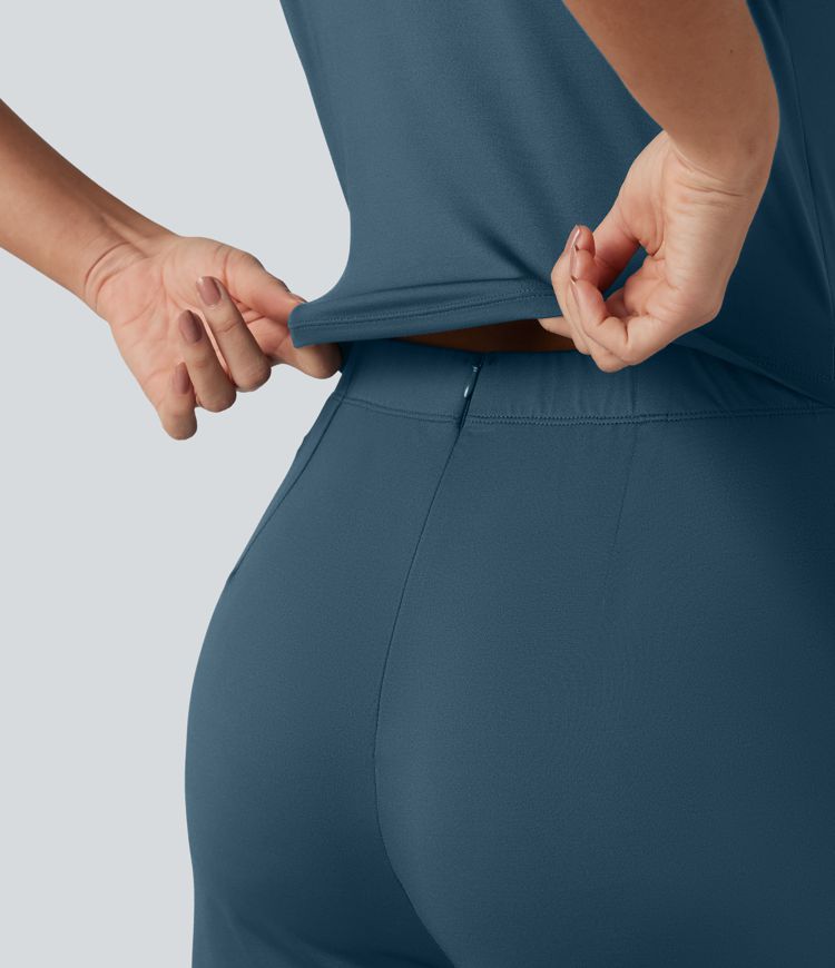 Macacão de trabalho sem mangas com decote em V e bolsos - Edição Superfácil