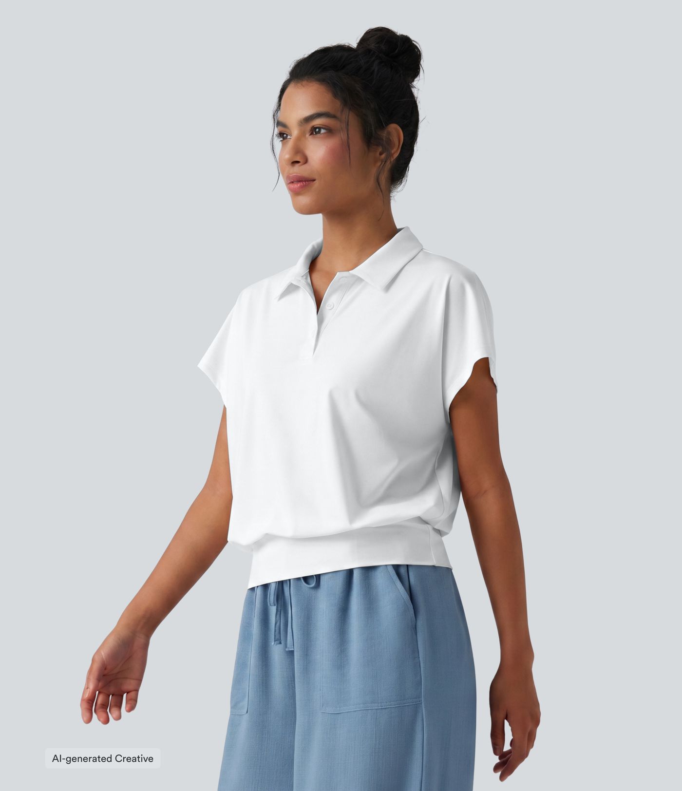 Lässiges Top mit Polokragen, kurzen Ärmeln und Cool-Touch - schnelltrocknend Lässiges Top mit Polokragen, kurzen Ärmeln und Cool-Touch - schnelltrocknend