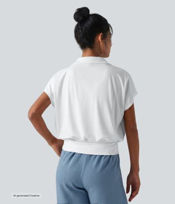 Lässiges Top mit Polokragen, kurzen Ärmeln und Cool-Touch - schnelltrocknend Lässiges Top mit Polokragen, kurzen Ärmeln und Cool-Touch - schnelltrocknend