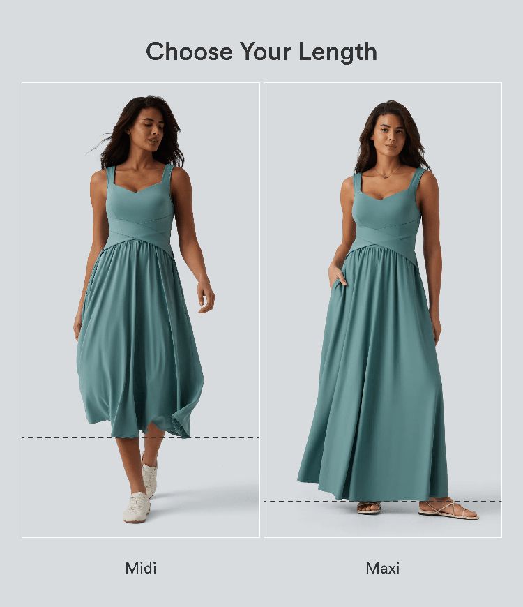 Sleeveless Crossover Flowy Midi Casual Dress with Pockets DD-F Sleeveless Crossover Flowy Midi Casual Dress with Pockets DD-F