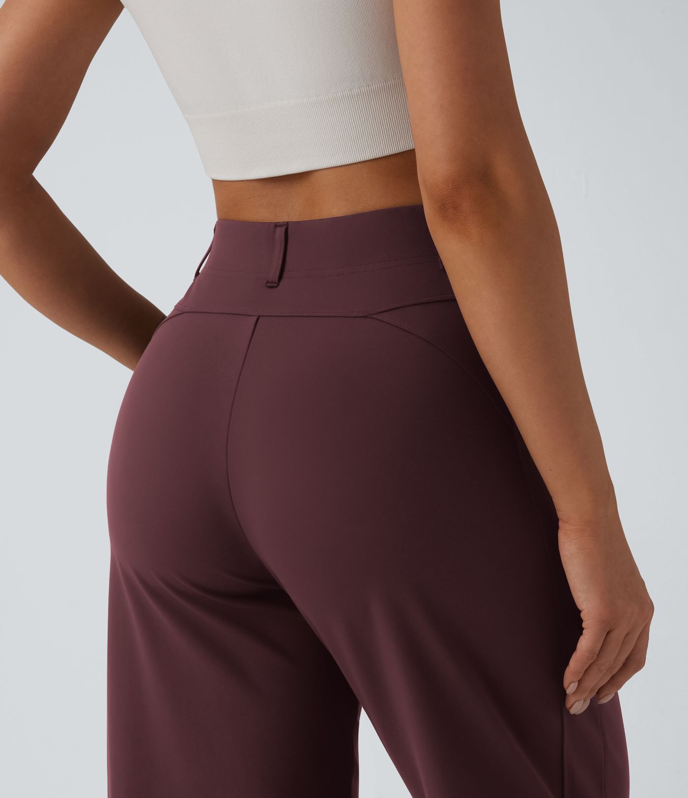 DayStretch High Waisted Barrel Leg Casual Trousers with Pockets