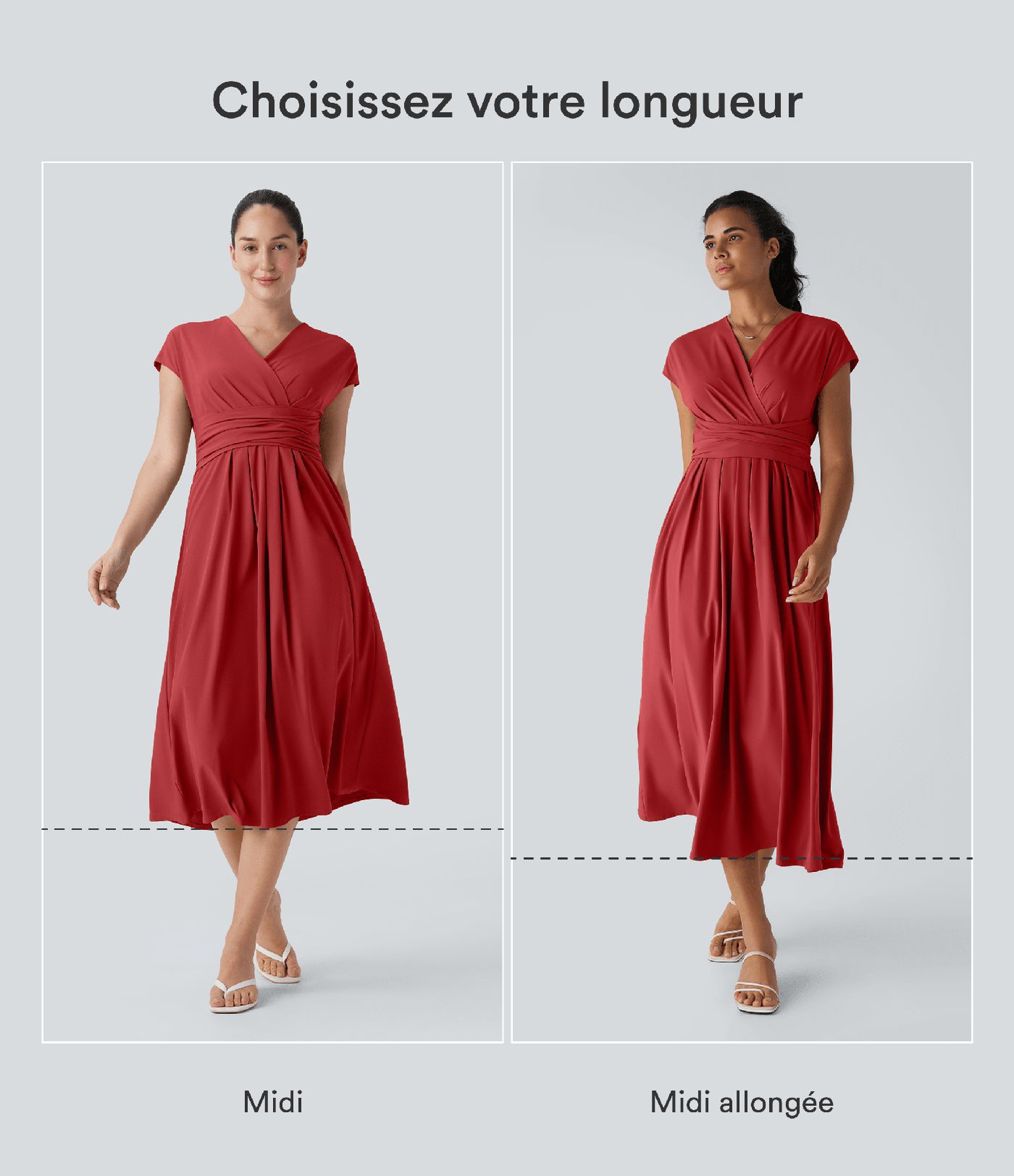 Robe midi Breezeful™ col V manches courtes à liens dans le dos séchage rapide avec poches latérales Robe midi Breezeful™ col V manches courtes à liens dans le dos séchage rapide avec poches latérales