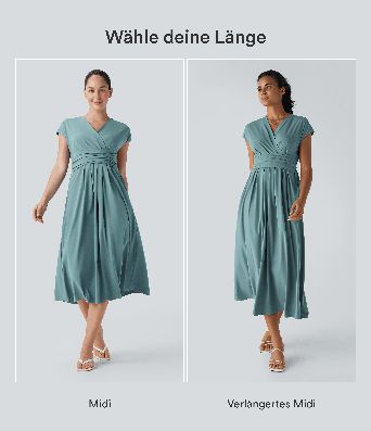 Breezeful™ V-Ausschnitt Kurzarm Seitentasche Bindeband hinten Schnelltrocknendes Midi-Freizeitkleid